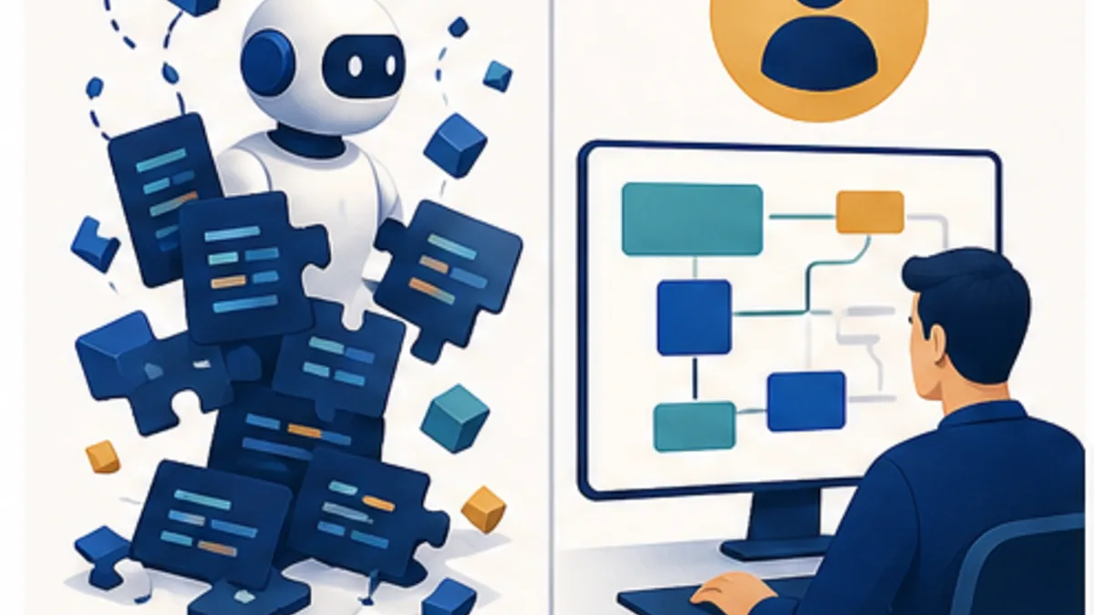 Illustration: Vibe coding vs specialist-led AI development